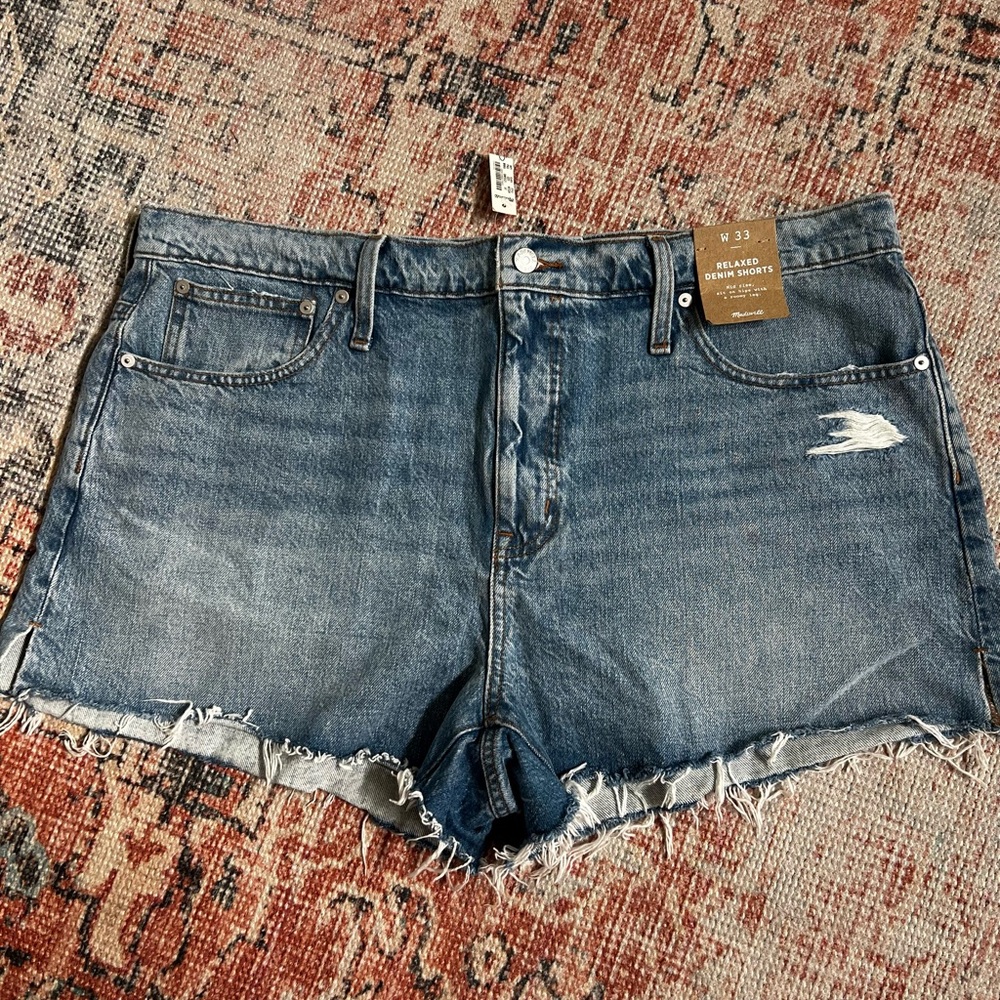 Madewell Distressed Blue Jean Shorts